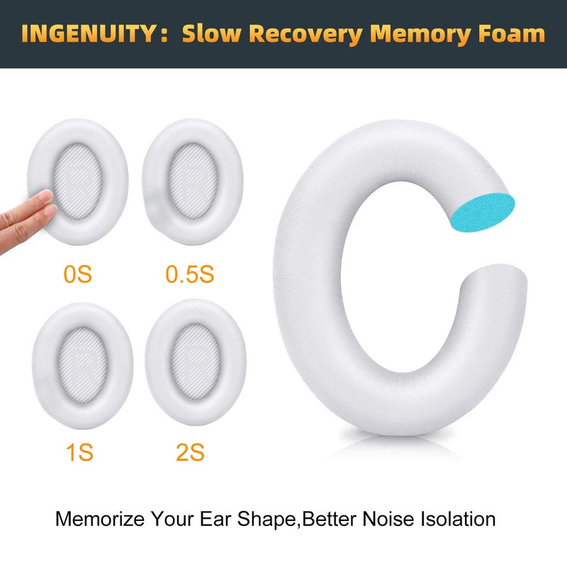 GEVO Premium Replacement Ear Pads Compatible for Bose QC35 & QC35ii Over-Ear Headphones Made by GEVO- Comfortable Adaptive Memory Foam and Extra Durable Earpads Kit for Bose QuietComfort 35 &35ii(White) - Image 4
